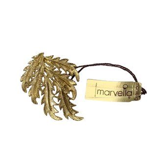 Marvella Vintage NOS "falling leaves" detailed textured gold tone Leaf Brooch